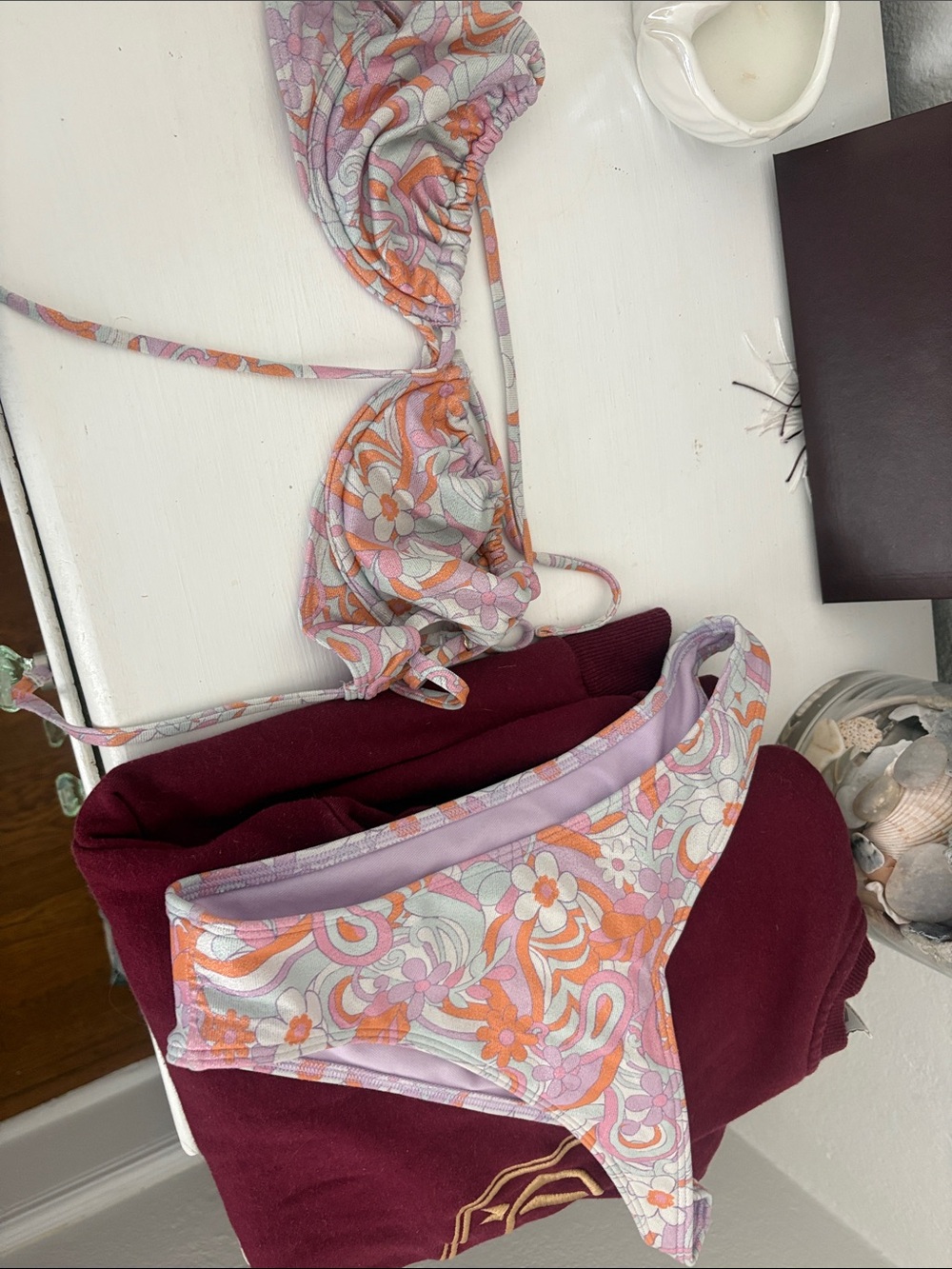 Hollister Floral Swirl Pink Orange Bikini Set